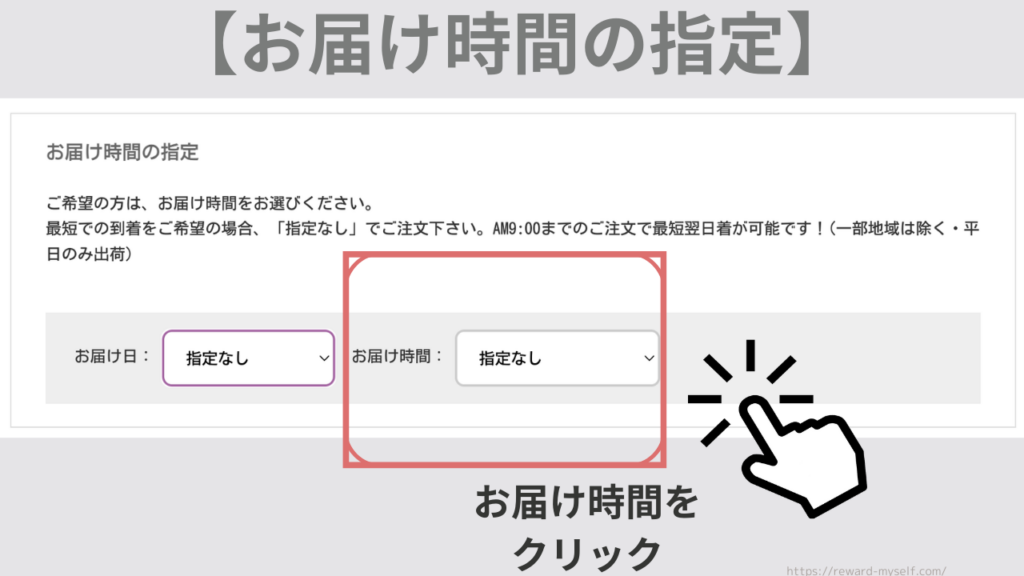 ミラブル正規取扱店 ミルキーウェイ 購入画面 お届け日時の指定方法